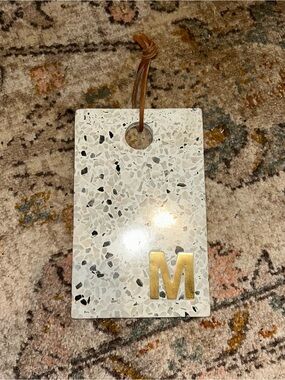 Terrazzo Resin Tag with Gold 'M' Accent